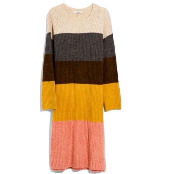 Madewell Dresses & Skirts - MADEWELL | Colorblock Long Sleeve Sweater Dress